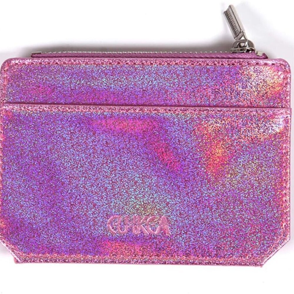 Small Glitter Wallet RFID Card Holder Pink Faux Leather Girls Gift - Picture 4 of 9